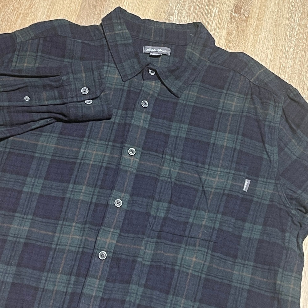 Eddie Bauer Plaid Flannel Shirt XXL Men Long Sleeve Button Up Casual Outdoor EUC